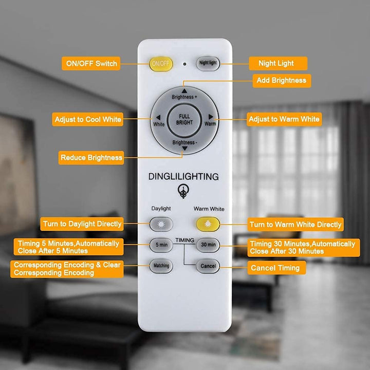 DLLT 35W LED Ceiling Light Dimmable Modern White Ceiling Light Living Room with Remote Control and Round Large Design with Drawing (3000 K - 6000 K) for Bedroom Kitchen Dining Room Office Hall Children's Room - WSCL38-35C-W 10 | Depuley