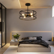 DLLT 4-Light Black Round Pendant Lighting, 18'' Industrial Metal Drum Cage Chandelier, Farmhouse Hanging Light Fixture for Dining Room, Kitchen, Living Room, Bedroom, Hallway - WS-FND63-60B 22 | Depuley