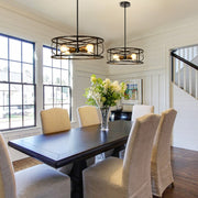 DLLT 4-Light Black Round Pendant Lighting, 18'' Industrial Metal Drum Cage Chandelier, Farmhouse Hanging Light Fixture for Dining Room, Kitchen, Living Room, Bedroom, Hallway - WS-FND63-60B 19 | Depuley