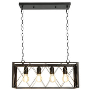 Depuley 4-Light Farmhouse Kitchen Island Pendant Lighting, Industrial Black Chandelier Light Fixture Ceiling Hanging with Metal Frame for Dining Room Living Room Restaurant (E26 Bulbs Included) - WS-FND54-60B 11 | Depuley