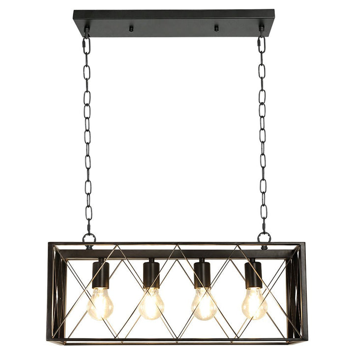 Depuley 4-Light Farmhouse Kitchen Island Pendant Lighting, Industrial Black Chandelier Light Fixture Ceiling Hanging with Metal Frame for Dining Room Living Room Restaurant (E26 Bulbs Included) - WS-FND54-60B 11 | Depuley