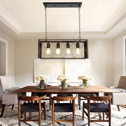 Depuley 4-Light Farmhouse Kitchen Island Pendant Lighting, Industrial Black Chandelier Light Fixture Ceiling Hanging with Metal Frame for Dining Room Living Room Restaurant (E26 Bulbs Included) - WS-FND54-60B 13 | Depuley