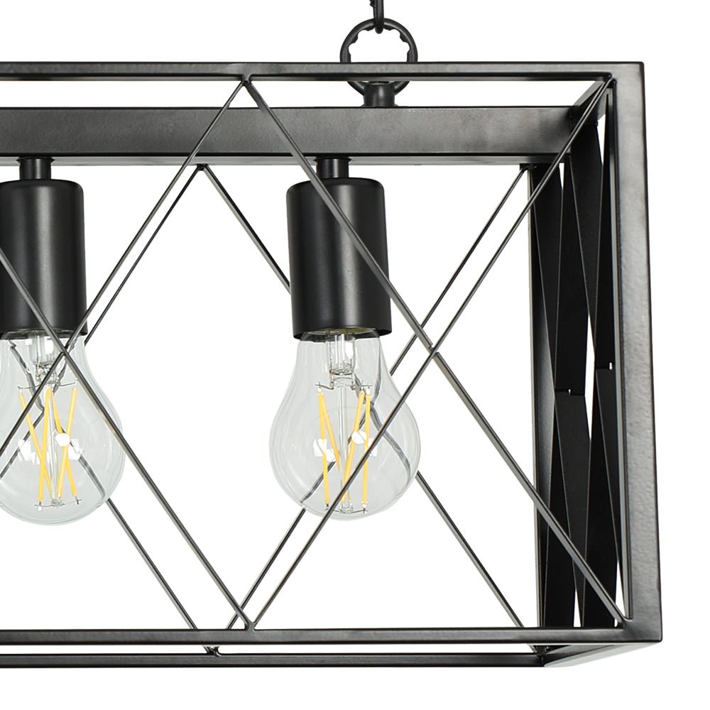 Depuley 4-Light Black Industrial Kitchen Island Pendant Light with Metal Frame