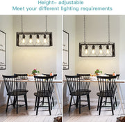 Depuley 4-Light Farmhouse Kitchen Island Pendant Lighting, Industrial Black Chandelier Light Fixture Ceiling Hanging with Metal Frame for Dining Room Living Room Restaurant (E26 Bulbs Included) - WS-FND54-60B 5 | Depuley