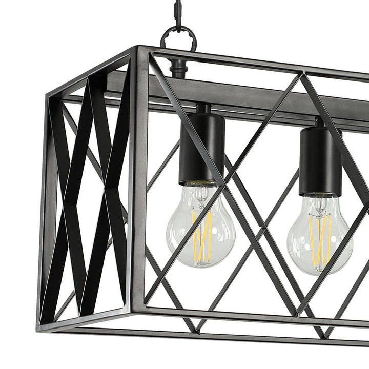 Depuley 4-Light Farmhouse Kitchen Island Pendant Lighting, Industrial Black Chandelier Light Fixture Ceiling Hanging with Metal Frame for Dining Room Living Room Restaurant (E26 Bulbs Included) - WS-FND54-60B 8 | Depuley