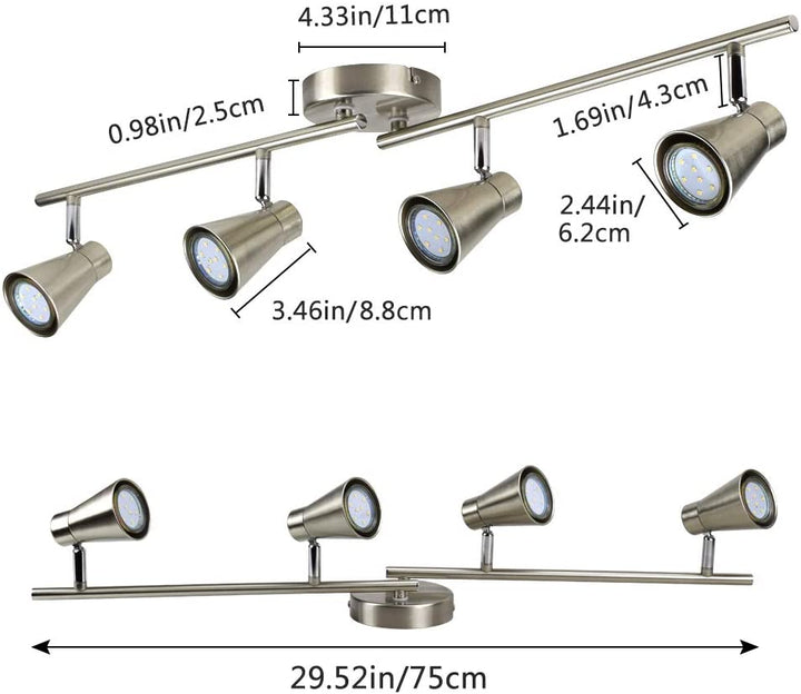 Depuley 4-Light Led Track Lighting Kit, Flush Mount Spotlight Ceiling, Brushed Nickel, GU10 Bulbs Included - WSSD02-12B 2 | Depuley
