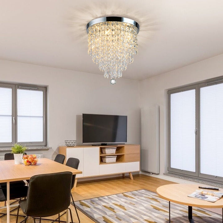 Depuley 4-Lights Mini Crystal Chandelier, Modern Crystal Flush Mount Ceiling Light, H 12.2'' x W 11.8'' Crystal Chandelier Lighting Fixture for Bedroom, Hallway, Kitchen, Living Room, Bar, 300mm - WSCCL01-300 16 | Depuley
