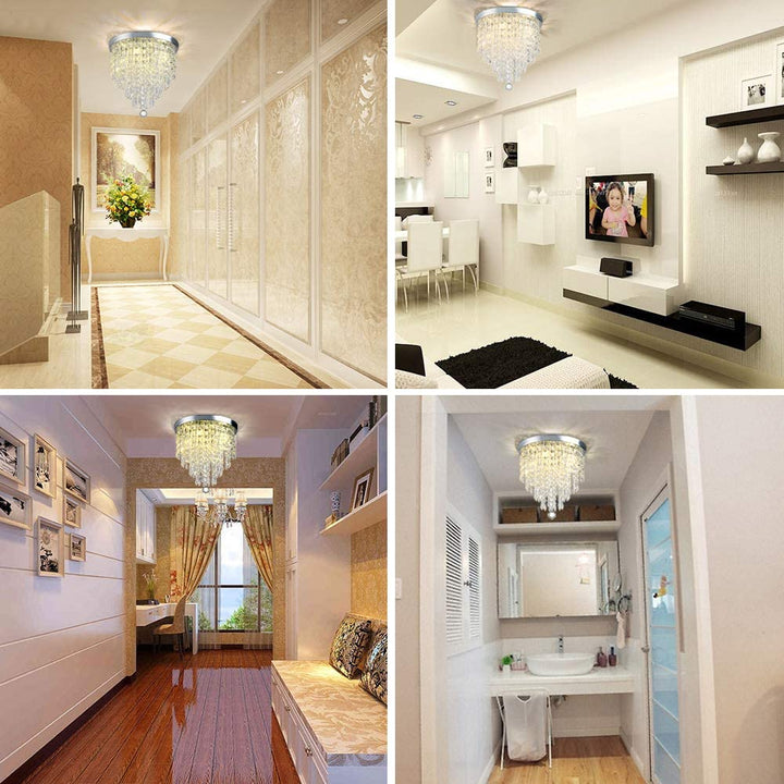 Depuley 4-Lights Mini Crystal Chandelier, Modern Crystal Flush Mount Ceiling Light, H 12.2'' x W 11.8'' Crystal Chandelier Lighting Fixture for Bedroom, Hallway, Kitchen, Living Room, Bar, 300mm - WSCCL01-300 7 | Depuley