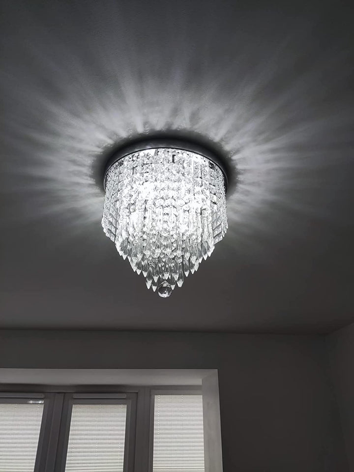 Depuley 4-Lights Mini Crystal Chandelier, Modern Crystal Flush Mount Ceiling Light, H 12.2'' x W 11.8'' Crystal Chandelier Lighting Fixture for Bedroom, Hallway, Kitchen, Living Room, Bar, 300mm - WSCCL01-300 17 | Depuley