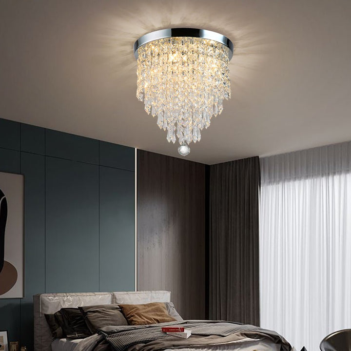 Depuley 4-Lights Mini Crystal Chandelier, Modern Crystal Flush Mount Ceiling Light, H 12.2'' x W 11.8'' Crystal Chandelier Lighting Fixture for Bedroom, Hallway, Kitchen, Living Room, Bar, 300mm - WSCCL01-300 11 | Depuley