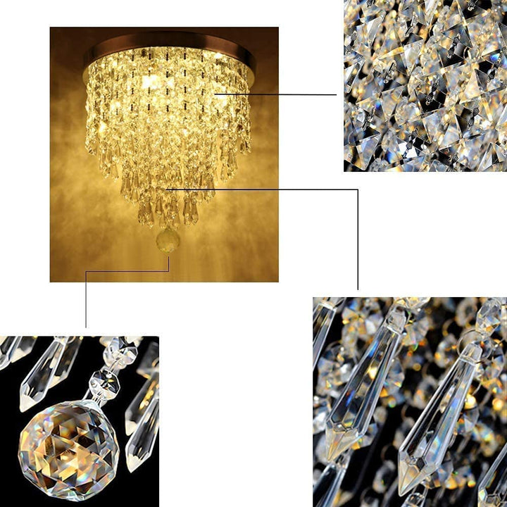 Depuley 4-Lights Mini Crystal Chandelier, Modern Crystal Flush Mount Ceiling Light, H 12.2'' x W 11.8'' Crystal Chandelier Lighting Fixture for Bedroom, Hallway, Kitchen, Living Room, Bar, 300mm - WSCCL01-300 6 | Depuley