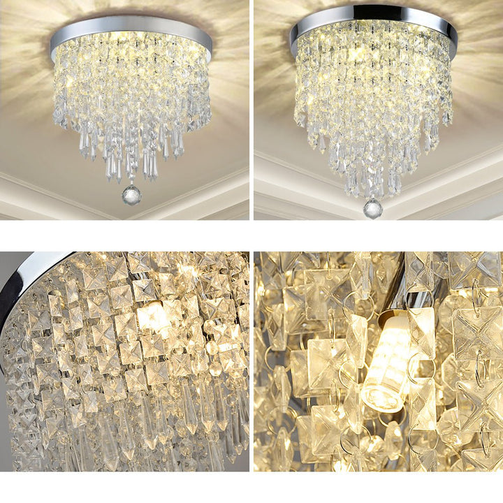 Depuley 4-Lights Mini Crystal Chandelier, Modern Crystal Flush Mount Ceiling Light, H 12.2'' x W 11.8'' Crystal Chandelier Lighting Fixture for Bedroom, Hallway, Kitchen, Living Room, Bar, 300mm - WSCCL01-300 5 | Depuley