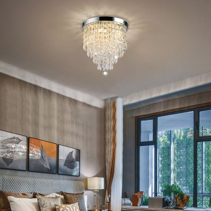Depuley 4-Lights Mini Crystal Chandelier, Modern Crystal Flush Mount Ceiling Light, H 12.2'' x W 11.8'' Crystal Chandelier Lighting Fixture for Bedroom, Hallway, Kitchen, Living Room, Bar, 300mm - WSCCL01-300 15 | Depuley