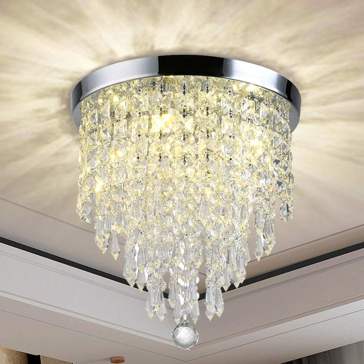Depuley 4-Lights Mini Crystal Chandelier, Modern Crystal Flush Mount Ceiling Light, H 12.2'' x W 11.8'' Crystal Chandelier Lighting Fixture for Bedroom, Hallway, Kitchen, Living Room, Bar, 300mm - WSCCL01-300 2 | Depuley