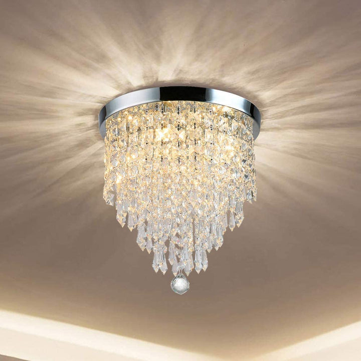 Depuley 4-Lights Mini Crystal Chandelier, Modern Crystal Flush Mount Ceiling Light, H 12.2'' x W 11.8'' Crystal Chandelier Lighting Fixture for Bedroom, Hallway, Kitchen, Living Room, Bar, 300mm - WSCCL01-300 1 | Depuley