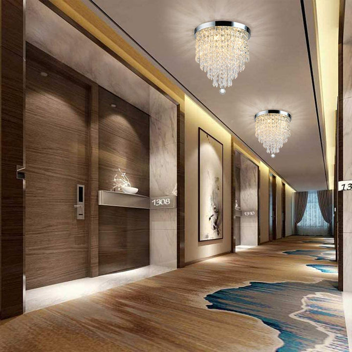 Depuley 4-Lights Mini Crystal Chandelier, Modern Crystal Flush Mount Ceiling Light, H 12.2'' x W 11.8'' Crystal Chandelier Lighting Fixture for Bedroom, Hallway, Kitchen, Living Room, Bar, 300mm - WSCCL01-300 9 | Depuley