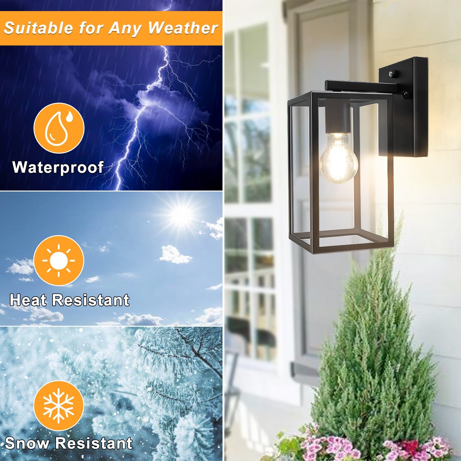 DLLT 40W Outdoor Indoor Wall Sconce, Dusk to Dawn Auto Sensor Wall Lamp, Outdoor  Light Fixtures Wall Mount Anti-Rust Matte Black Wall Lantern with Clear  Glass Shade for Garage Doorway Entryway –