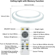 Depuley 48W Dimmable LED Ceiling Light Fixture Flush Surface Mount, 20 Inch Round Remote Control Lighting, 3 Light Color Changeable for Dining Room, Living Room, Bedroom, Office, Hotel - WSCL04-48C-S 16 | Depuley