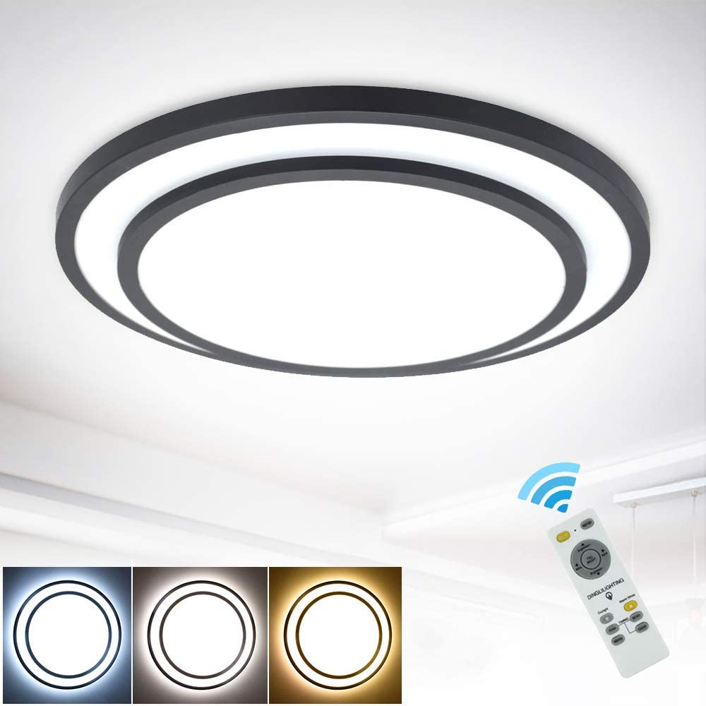 Depuley 48W Dimmable LED Ceiling Light Fixture Flush Surface Mount, 20 Inch Round Remote Control Lighting, 3 Light Color Changeable for Dining Room, Living Room, Bedroom, Office, Hotel - WSCL04-48C-B 2 | Depuley