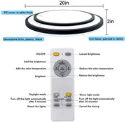 Depuley 48W Dimmable LED Ceiling Light Fixture Flush Surface Mount, 20 Inch Round Remote Control Lighting, 3 Light Color Changeable for Dining Room, Living Room, Bedroom, Office, Hotel - WSCL04-48C-S 7 | Depuley