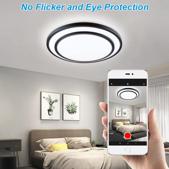Depuley 48W Dimmable LED Ceiling Light Fixture Flush Surface Mount, 20 Inch Round Remote Control Lighting, 3 Light Color Changeable for Dining Room, Living Room, Bedroom, Office, Hotel - WSCL04-48C-S 6 | Depuley