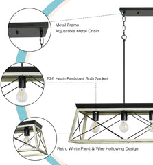 Depuley 5-Light Industrial Kitchen Island Pendant Light Fixture, Farmhouse Metal Chandelier Lighting Fixture Ceiling Hanging with Oak White Frame - WS-FND56-60B 4 | Depuley