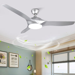 Depuley 52'' Flush Mount Ceiling Fan Light with Remote Control, 3 Reversible Blades Fan Light Fixture for Living Room/Dining Room/Bedroom, 3000K-6000K Changeable, Adjustable Colour, Speed & Timing, Two Fan Rods, 132cm, Polished Nickel - WSFSL003-18DS 1 | Depuley