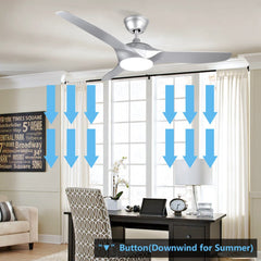 Depuley 52'' Flush Mount Ceiling Fan Light with Remote Control, 3 Reversible Blades Fan Light Fixture for Living Room/Dining Room/Bedroom, 3000K-6000K Changeable, Adjustable Colour, Speed & Timing, Two Fan Rods, 132cm, Polished Nickel - WSFSL003-18DS 4 | Depuley