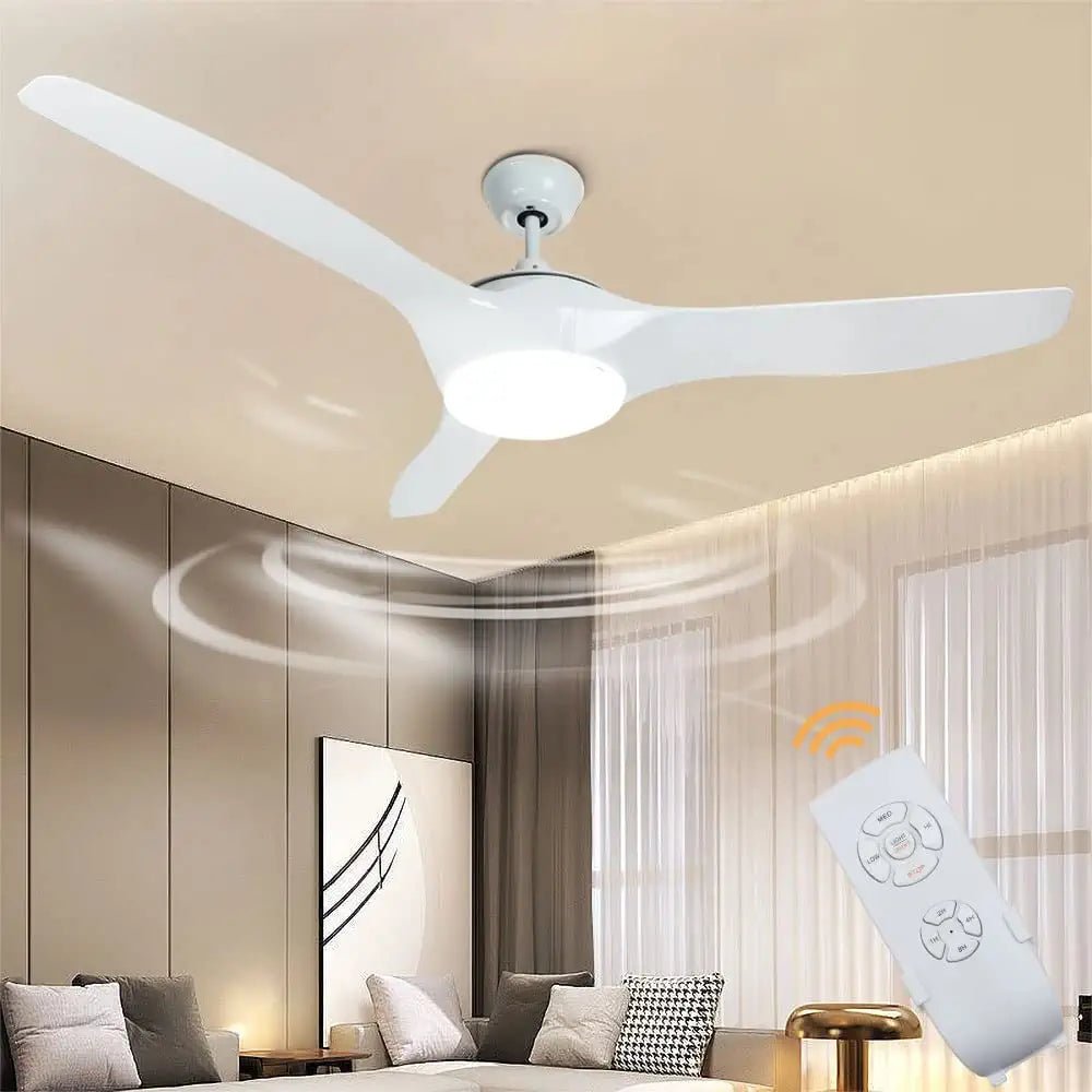 Depuley 52'' Flush Mount Ceiling Fan Light with Remote Control, 3 Reversible Blades Motor Fan Light for Living Room/Dining Room/Bedroom, 3000K-6000K Changeable, Adjustable Colour, Speed & Timing, Two Fan Rods, 132cm White, 132cm - WSFSL003-18DW 1 | Depuley