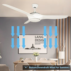 Depuley 52'' Flush Mount Ceiling Fan Light with Remote Control, 3 Reversible Blades Motor Fan Light for Living Room/Dining Room/Bedroom, 3000K-6000K Changeable, Adjustable Colour, Speed & Timing, Two Fan Rods, 132cm White, 132cm - WSFSL003-18DW 2 | Depuley