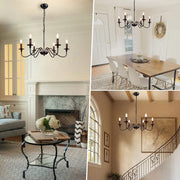 Depuley 6-Light Chandeliers, Industrial Pendant Ceiling Lights, Vintage Black Iron Chandelier Lighting, Candle Ceiling Pendant Light for Kitchen Island, Living Room, Dining Room, Black - WSCDD17-6B 10 | Depuley