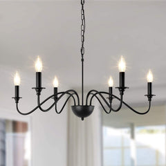 Depuley 6-Light Chandeliers, Industrial Pendant Ceiling Lights, Vintage Black Iron Chandelier Lighting, Candle Ceiling Pendant Light for Kitchen Island, Living Room, Dining Room, Black - WSCDD17-6B 2 | Depuley