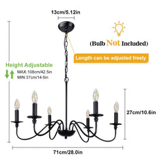 Depuley 6-Light Chandeliers, Industrial Pendant Ceiling Lights, Vintage Black Iron Chandelier Lighting, Candle Ceiling Pendant Light for Kitchen Island, Living Room, Dining Room, Black - WSCDD17-6B 3 | Depuley