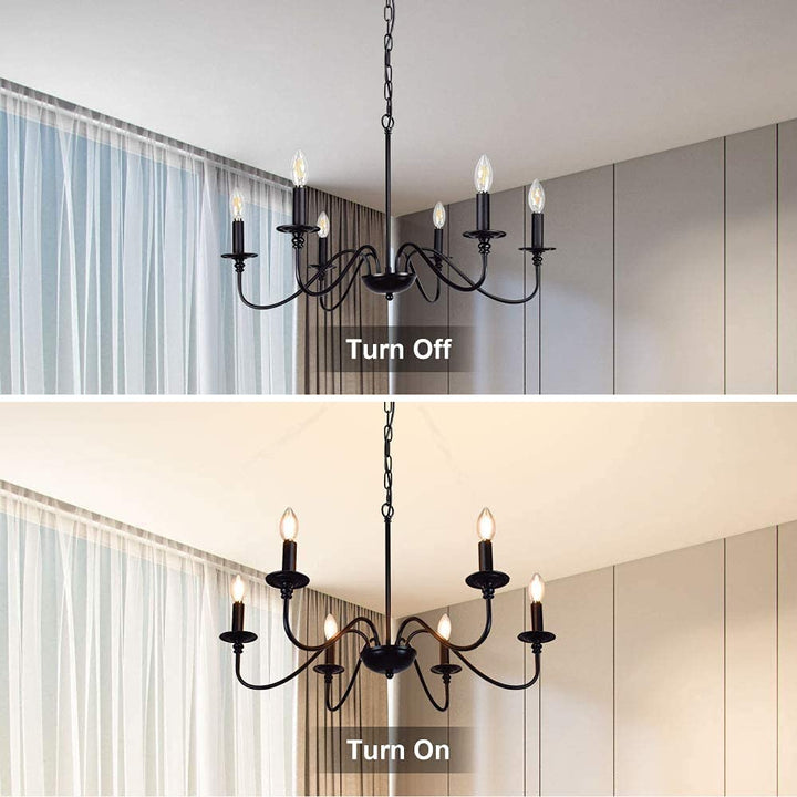 Depuley 6-Light Chandeliers, Industrial Pendant Ceiling Lights, Vintage Black Iron Chandelier Lighting, Candle Ceiling Pendant Light for Kitchen Island, Living Room, Dining Room, Black - WSCDD17-6B 6 | Depuley