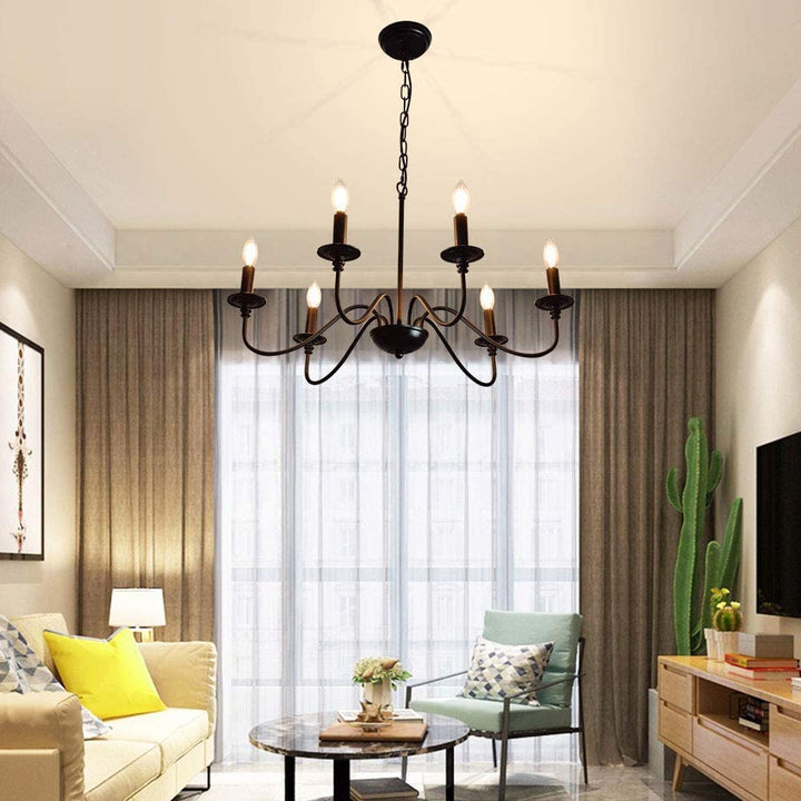 Depuley 6-Light Chandeliers, Industrial Pendant Ceiling Lights, Vintage Black Iron Chandelier Lighting, Candle Ceiling Pendant Light for Kitchen Island, Living Room, Dining Room, Black - WSCDD17-6B 13 | Depuley