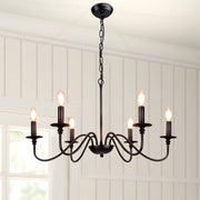 Depuley 6-Light Chandeliers, Industrial Pendant Ceiling Lights, Vintage Black Iron Chandelier Lighting, Candle Ceiling Pendant Light for Kitchen Island, Living Room, Dining Room, Black - WSCDD17-6B 24 | Depuley