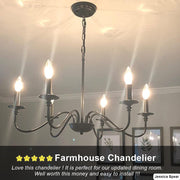 Depuley 6-Light Chandeliers, Industrial Pendant Ceiling Lights, Vintage Black Iron Chandelier Lighting, Candle Ceiling Pendant Light for Kitchen Island, Living Room, Dining Room, Black - WSCDD17-6B 11 | Depuley