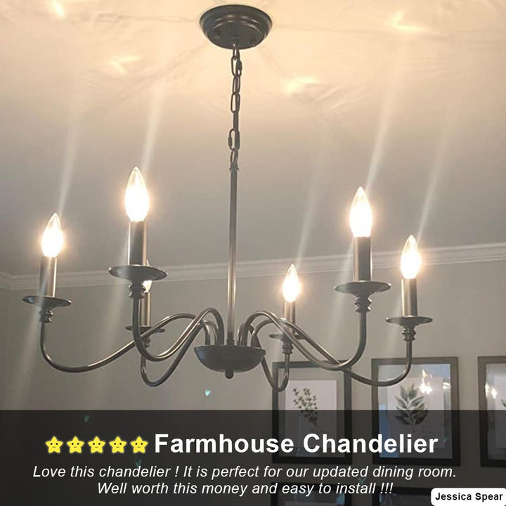 Depuley 6-Light Chandeliers, Industrial Pendant Ceiling Lights, Vintage Black Iron Chandelier Lighting, Candle Ceiling Pendant Light for Kitchen Island, Living Room, Dining Room, Black - WSCDD17-6B 11 | Depuley