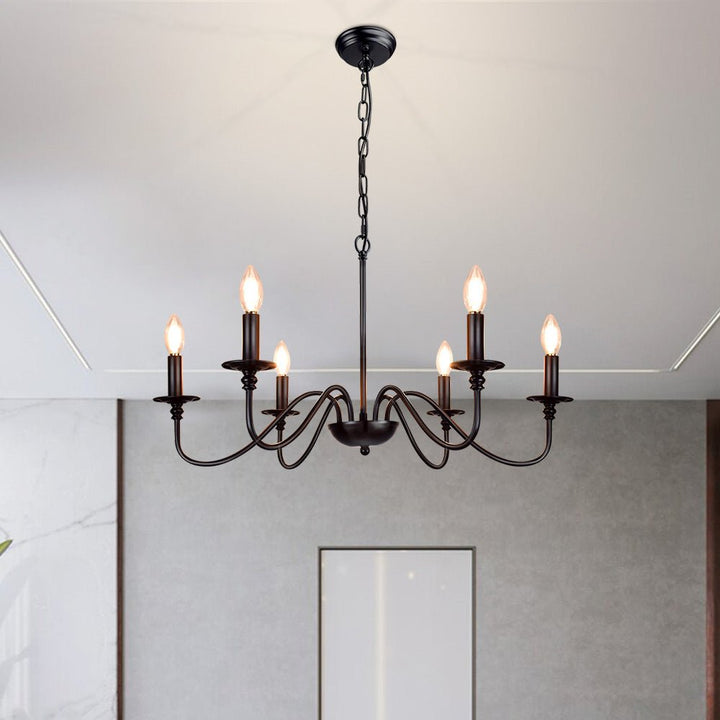 Depuley 6-Light Chandeliers, Industrial Pendant Ceiling Lights, Vintage Black Iron Chandelier Lighting, Candle Ceiling Pendant Light for Kitchen Island, Living Room, Dining Room, Black - WSCDD17-6B 12 | Depuley