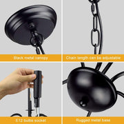 Depuley 6-Light Chandeliers, Industrial Pendant Ceiling Lights, Vintage Black Iron Chandelier Lighting, Candle Ceiling Pendant Light for Kitchen Island, Living Room, Dining Room, Black - WSCDD17-6B 5 | Depuley