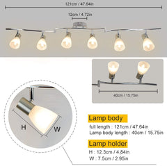 DLLT 6-Light Flexible Track Lighting Rail, Modern Directional LED Spot Ceiling Light Fixture with Glass Shade, for Living Room, Dining Room, Bedroom, Kitchen, Brush Steel - WSSD04-30B 5 | Depuley