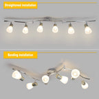 DLLT 6-Light Flexible Track Lighting Rail, Modern Directional LED Spot Ceiling Light Fixture with Glass Shade, for Living Room, Dining Room, Bedroom, Kitchen, Brush Steel - WSSD04-30B 4 | Depuley