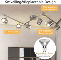 Depuley LED Ceiling Light Rotatable, 6 Way Kitchen Lights Ceiling, Chrome & Swivelling Design, Modern Spotlights for Kitchen, Living Room, Bedroom, Including 6 X 3W GU10 LED Bulbs (Warm White) - WSSD01-18B 2 | Depuley