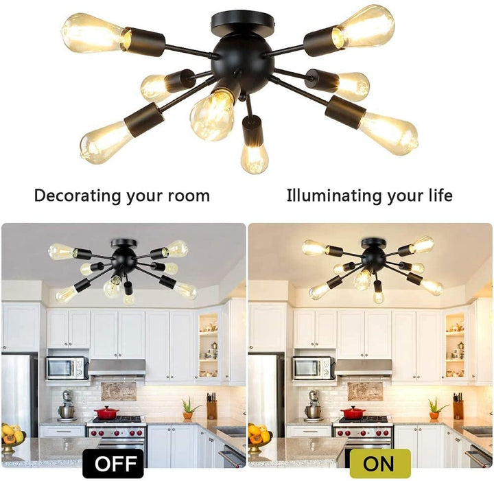 Depuley 8-Light Sputnik Chandeliers Flush Mount, Mid Century Ceiling Bedroom Light Fixtures, Modern Black Ceiling Retro Lamp - WSCL43-B 6 | Depuley