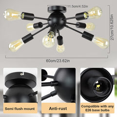 Depuley 8-Light Sputnik Chandeliers Flush Mount, Mid Century Ceiling Bedroom Light Fixtures, Modern Black Ceiling Retro Lamp - WSCL43-B 7 | Depuley