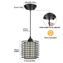 Depuley Industrial Metal Pendant Light, Rustic Chandelier Farmhouse Hanging Lighting, 59 Inch Black Cage Hanging Ceiling Lamp for Kitchen Island, Dining Room, Hallway, Loft, Foyer - WSCDD22-B 3 | Depuley