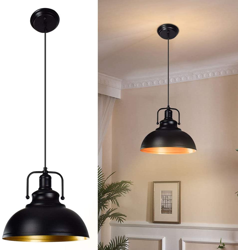Depuley Black Pendant Light, Vintage Ceiling Hanging Light Fixture Farmhouse Decor, Adjustable Metal Hang Lamp, Industrial Dining Lights Fixture - WSCDD19-B 1 | Depuley