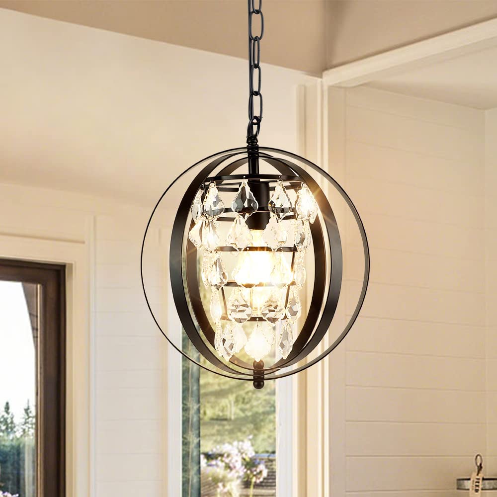 DLLT Ceiling Pendant Light Fitting Globe Crystal Chandeliers Ceiling Lights Vintage Hanging Ceiling Lights Adjustable Pendant Pendant Lighting for