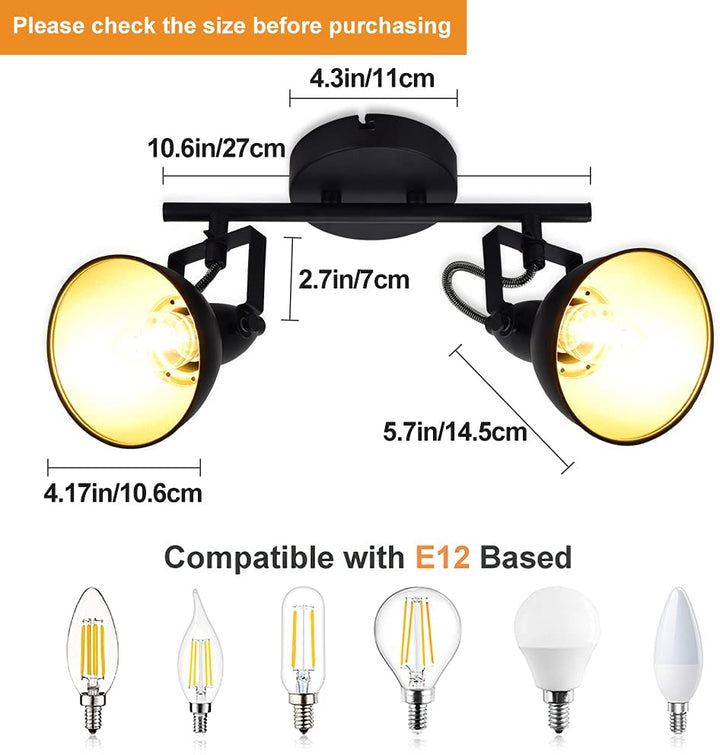 Depuley Ceiling Track Lighting Fixture, 2-Light Adjustable Wall Spotlight, Black - WSSD05-10B 6 | Depuley