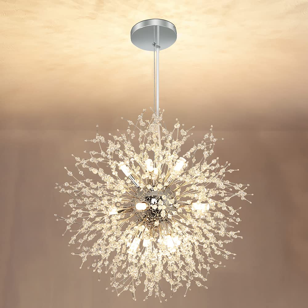 Depuley Chandeliers Crystal Pendant Light Fixture, Modern Chrome Dandelion Hanging Light , 8 / 9 / 12 Lights Firework Chandelier Lighting for Living Room, Dining Room, Kitchen Island, Hallway, G9 Bulbs - WS-FND83-40B 5 | Depuley